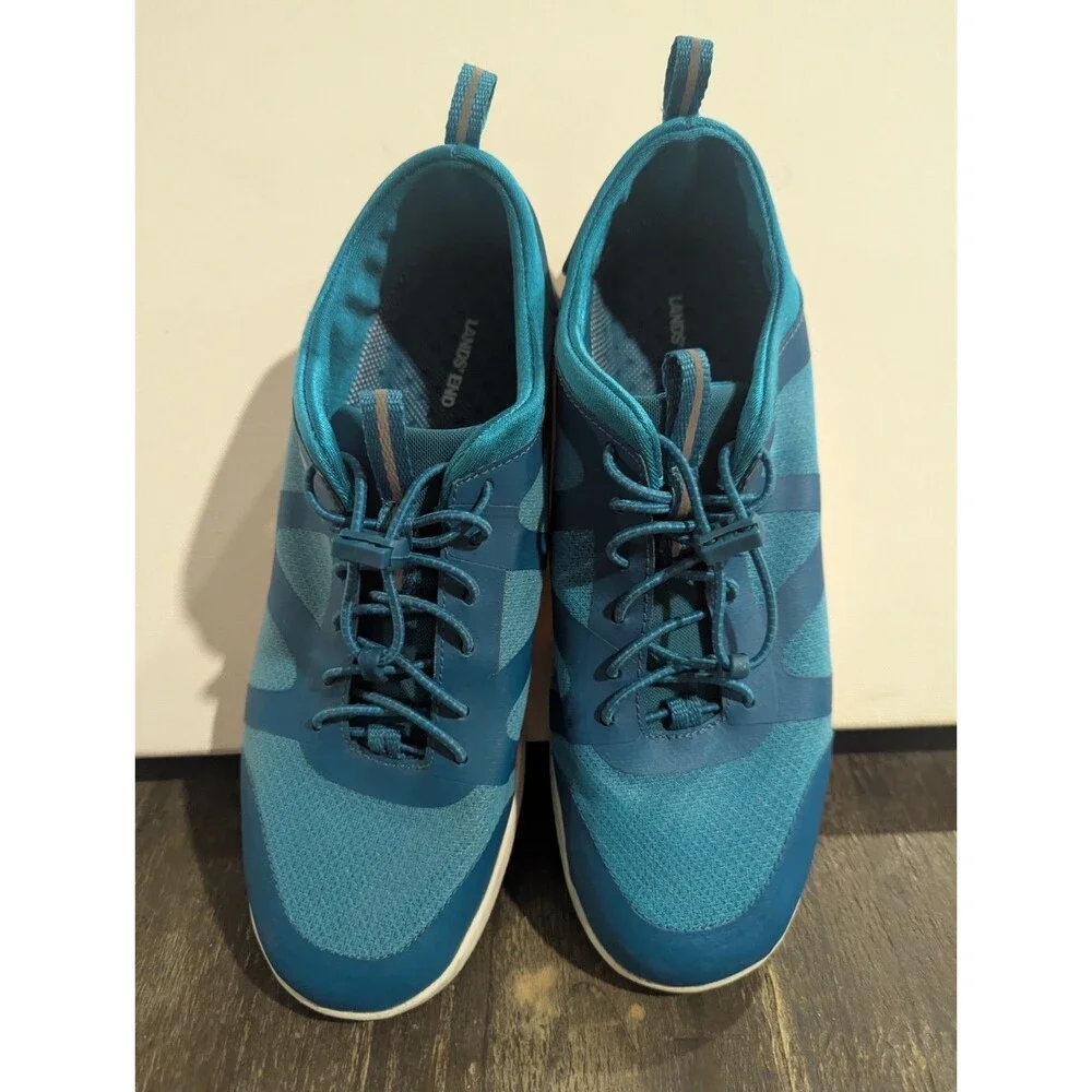Lands End 8.5 B Womens Sneaker 508511‎ Blue Mesh Bungee Slip On Comfort Shoes